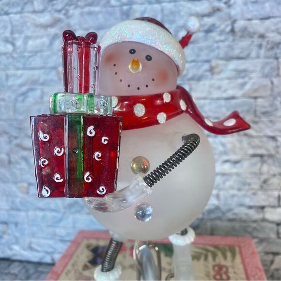 Vintage Glass Ceramic Snowman Riding Unicycle Light Up Christmasm Holiday Decor - Picture 7 of 9